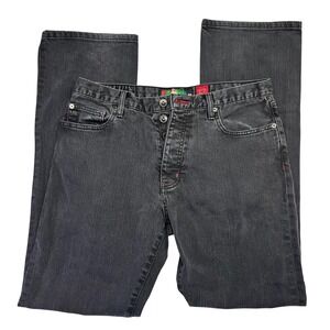 VTG Quiksilver Signature Jeans Mens Faded EMBROIDERED Skate punk 33 lion jeans